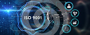The concept of business, technology, the Internet and the network. virtual screen of the future and sees the inscription: ISO 9001