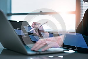 Concept business using tool process workflow and flowchart,database and digital file storage system software automation,virtual