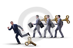 Concept of businessman escaping from office routine