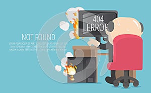 Concept businessman working with computer and the loss about page not found Error 404