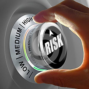 Concept of a button adjusting or minimizing potential risk