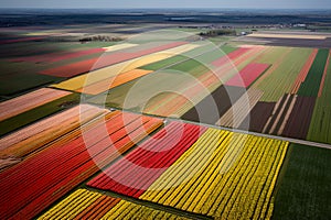 This concept captures the vibrant and picturesque beauty of crop fields when viewed from above.