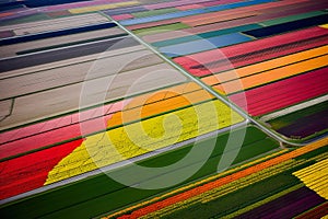 This concept captures the vibrant and picturesque beauty of crop fields when viewed from above.