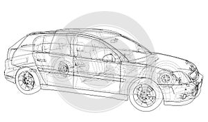 Concept car. Vector rendering of 3d