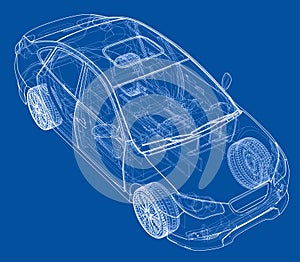 Concept car. Vector rendering of 3d