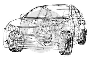 Concept car. Vector rendering of 3d