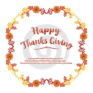 Concept card of thanksgiving, with autumn leaves frame background. Vector