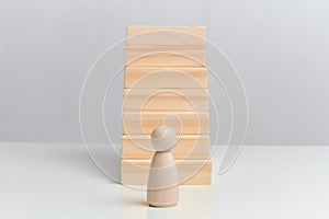 The concept of career development in corporations in business. Wooden blocks on a white background background