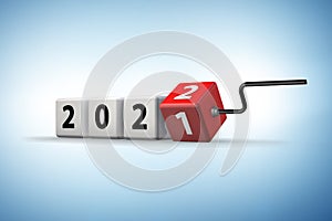 Concept of changing the year from 2021 to 2022 - 3d rendering