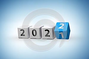 Concept of changing the year from 2021 to 2022 - 3d rendering