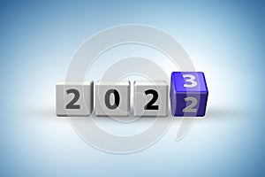 Concept of changing the year from 2022 to 2023 - 3d rendering