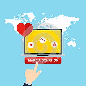 Concept for charity online service. Medical donations, internet