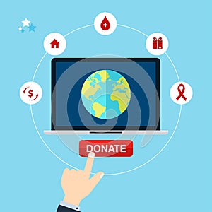 Concept for charity online service. Medical donations, internet