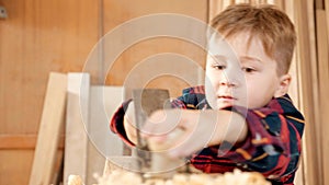 Concept children learning joinery.