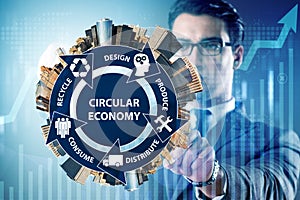 The concept of circular economy with businessman