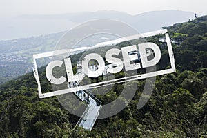 Concept city closed for quarantine due to coronavirus, COVID-19. glass bridge in Yalong Bay Tropical Paradise Forest Park.