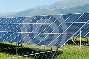 Concept clean energy power in nature. Renewable energy solar modules