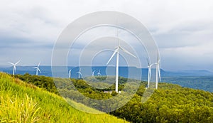 concept clean energy power in nature and wind turbine