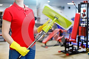 Concept of cleaning services of gyms and fitness centers photo