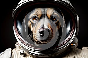 A Close Up Of A Dog Wearing A Space Suit. Generative AI