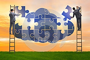 Concept of cloud computing with jigsaw puzzle