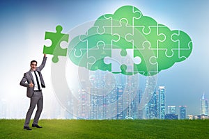 Concept of cloud computing with jigsaw puzzle