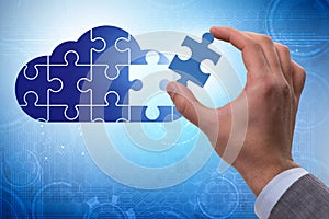 Concept of cloud computing with jigsaw puzzle