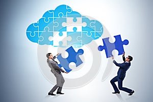 Concept of cloud computing with jigsaw puzzle