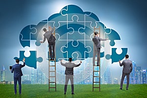 Concept of cloud computing with jigsaw puzzle