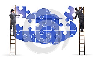 Concept of cloud computing with jigsaw puzzle