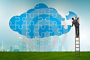 Concept of cloud computing with jigsaw puzzle