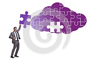 Concept of cloud computing with jigsaw puzzle