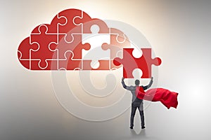 Concept of cloud computing with jigsaw puzzle