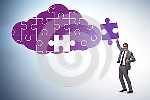 Concept of cloud computing with jigsaw puzzle