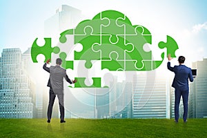 Concept of cloud computing with jigsaw puzzle