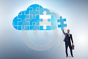 Concept of cloud computing with jigsaw puzzle