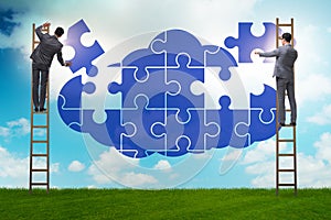 Concept of cloud computing with jigsaw puzzle