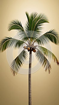 A coconut palm tree against a transparent backdrop