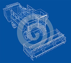 Concept combine-harvester. Vector rendering of 3d