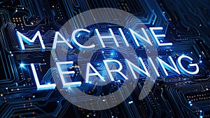Concept for a commercial background image on the topic of machine learning. Banner for advertising. Generative AI