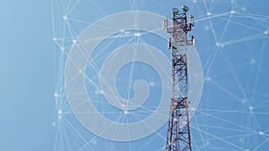 Concept communication Cellular Cellphone relay tower. Telecommunications tower carrying broadcasting antennas for gsm