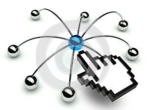 Concept of communication with hand icon