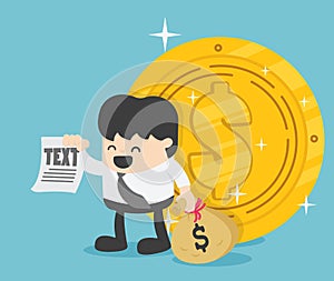 Concept of competition Gold coin on background Business and concept Profit, success, salary, bonus. Illustration, vector