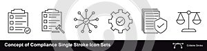 Concept of Compliance security editable single stroke icon
