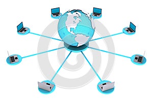 Concept for computer connection around world.