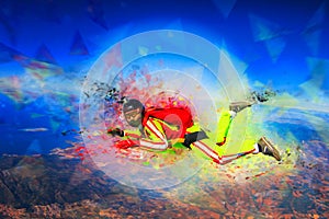 Concept. Computer graphics create an illustration of an active lifestyle. Banner for the business. The sketch effect.