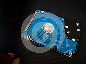 The concept of computer hardware upgrade and technology. Repairing and upgrade SSD Solid State Drive