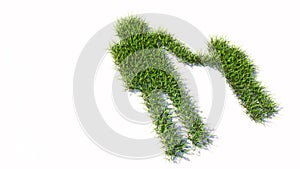 Green summer lawn grass symbol isolated white background, adult and child holding hands sign