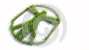Green summer lawn grass symbol shape isolated on white background, sign of vitruvius man
