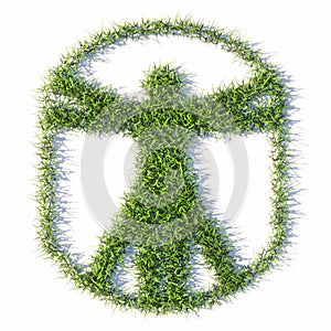 Green summer lawn grass symbol shape isolated on white background, sign of  vitruvius man. photo